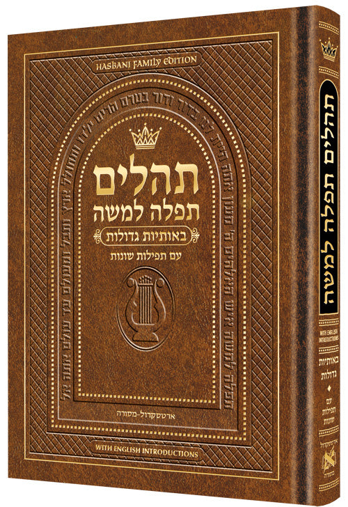 Hebrew Only, Large Type Tehillim with English Introductions- Hasbani Family Edition (Full Size Light Brown)