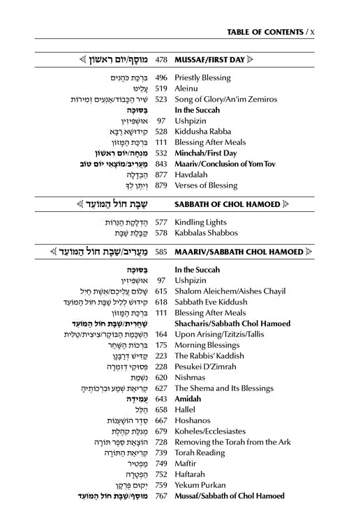 Schottenstein Interlinear Succos Machzor Full Size Sefard following the Customs of Eretz Yisroel