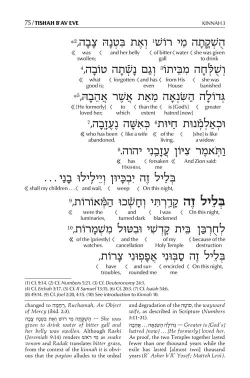 Schottenstein Edition Interlinear Kinnos / Tishah B'av Siddur - Ashkenaz (Softcover)