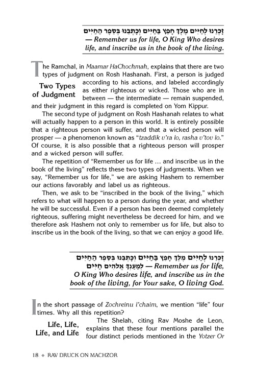 Rav Druk on Machzor